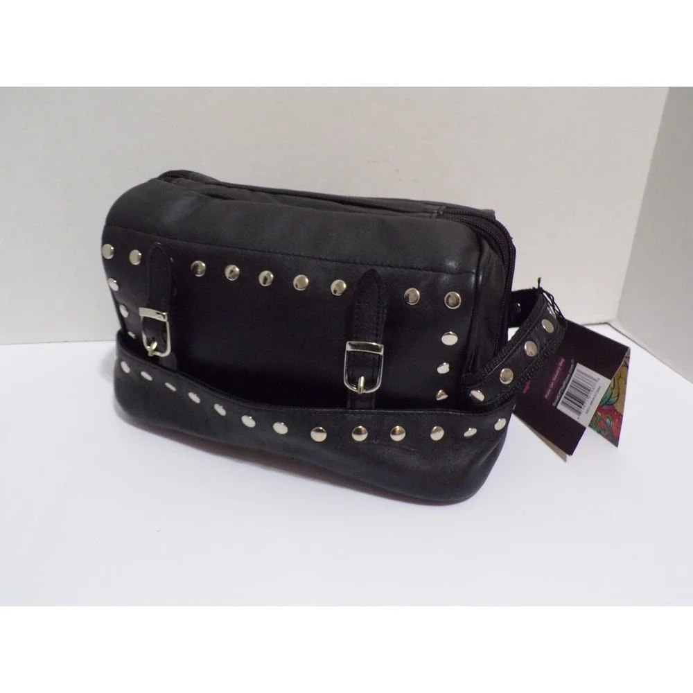 Bikers Women's Cosmetic Travel Bag Silver Studs NWT Soul of the Rose Zipper Snap